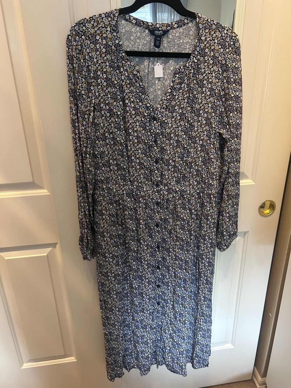 Chaps Navy Blue Floral Maxi Dress